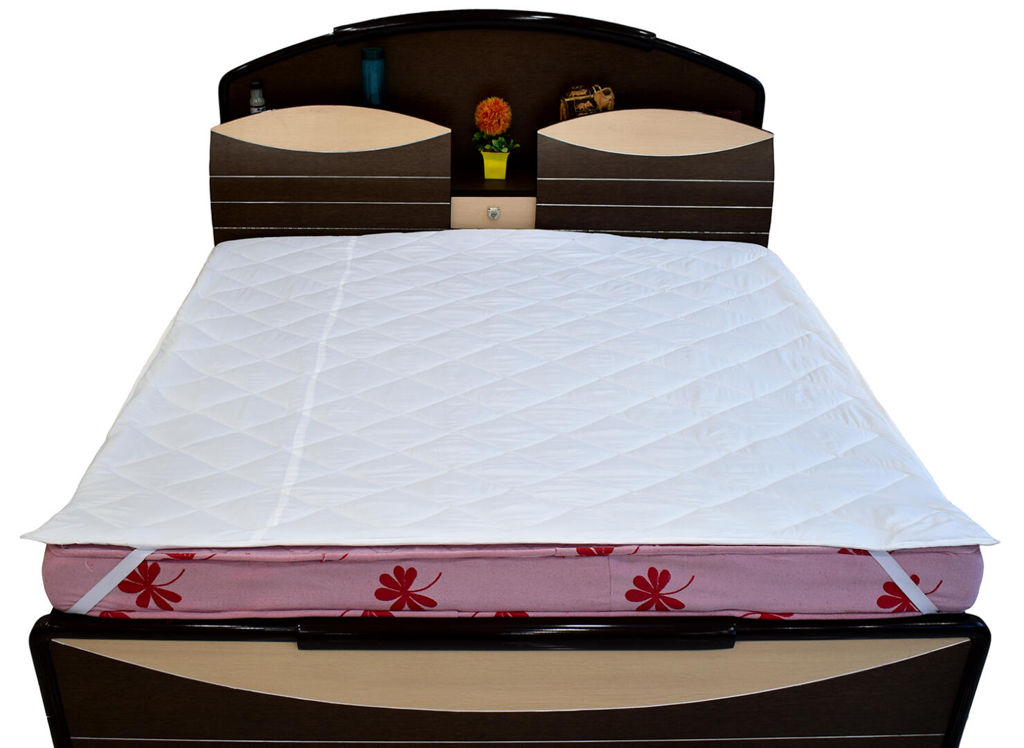 Double Bed Microfiber Waterproof Dustproof Quilted King Size Mattress Protector - White - Image 2
